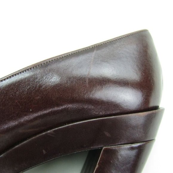 Gucci High Heels Womens Size 7B Brown Leather Square Closed Toe Block Heel - Picture 2 of 8